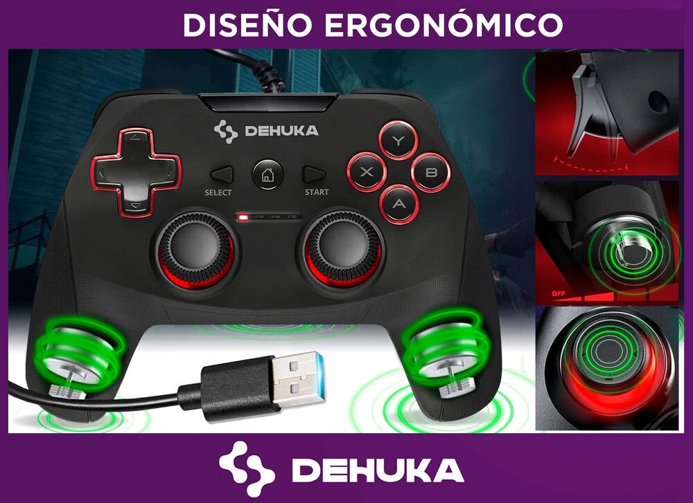 Joystick Ergonomico X-input/d-input Compatible Con Pc P3 Computadora Steam Notebook Tv Box Android Dehuka hs-ps3219